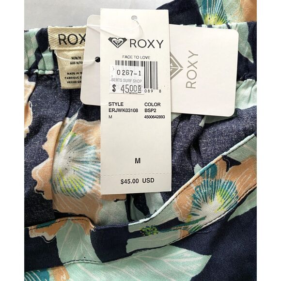 Roxy Face to Love Ruffle Mini Skirt Tropical Leaf Print Flirty Wrap Feminine M - Picture 7 of 11
